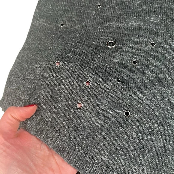 Express Mohair Grommet / Eyelet Detail Sweater - Charcoal Gray - Size Small - Picture 3 of 9